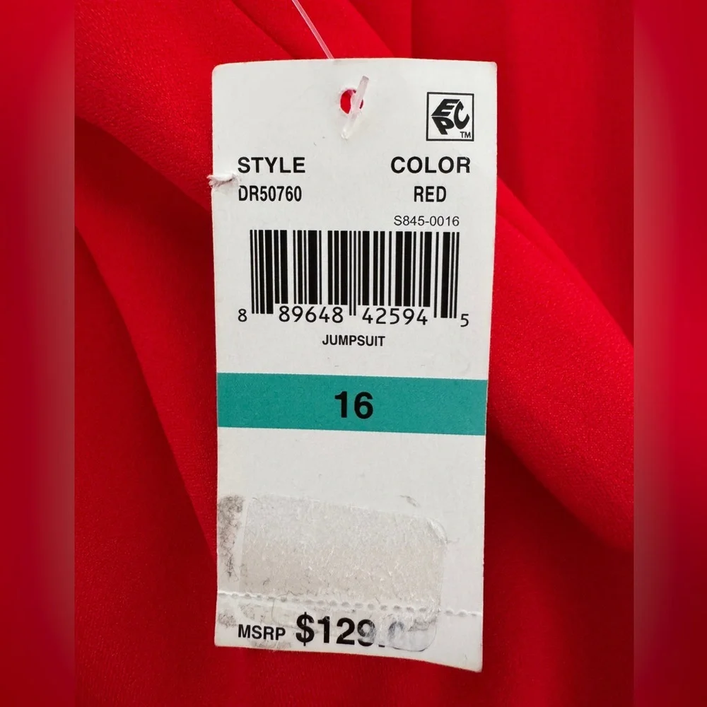 Donna Ricco Red Halter Jumpsuit, Size 16 - NWT - Picture 6 of 10